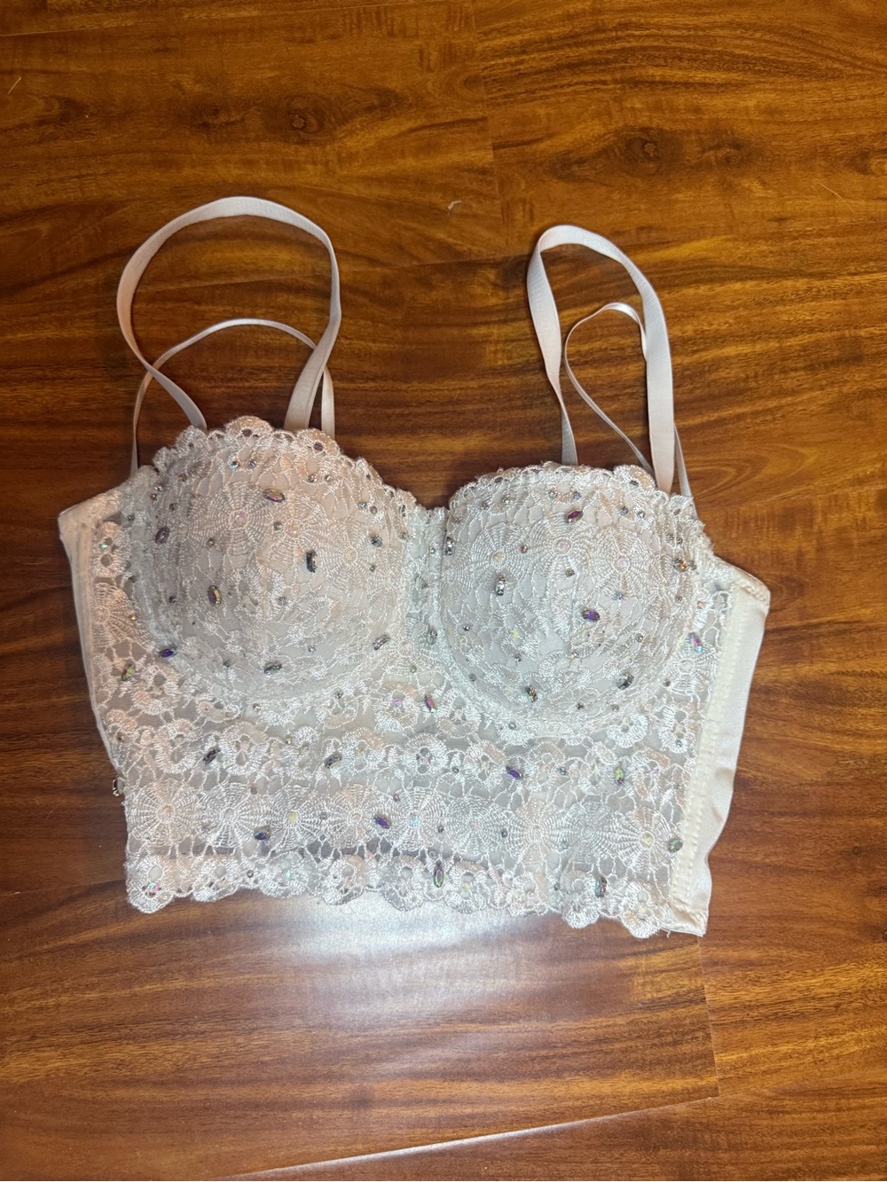Lace Embellished White Bustier Top